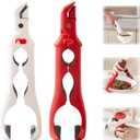 3 In 1 Hot Plate Grippers, 2pcs Multi-Function Anti Scald Plate Gripper, 2026 Upgraded Bowl Holder Clip for Kitchen1-White,1-Red