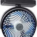 Camping Fan with LED Light, 7 Inches Portable Rechargeable Battery Operated Fan for Camping, Emergency, Office