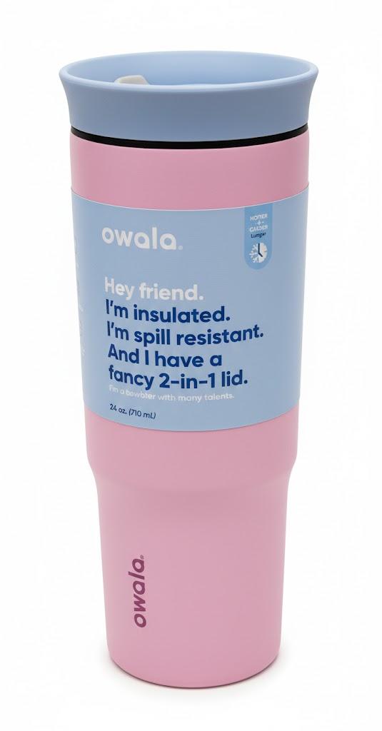 Owala 2in1 Lid 24 oz Pink with Blue Top - No Straw
