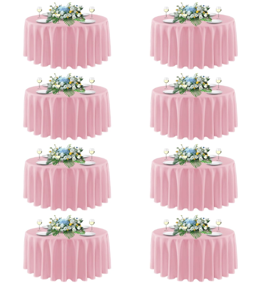 sancua Round tablecloth 90 Inch Diameter, 8 Pack - Circle Polyester Fabric Table cloth for Wedding Christmas Party Reception Banquet Birthday, Washable Formal Table Cover (Fit 30-72 Inch Tables), Pink