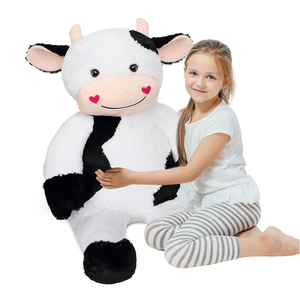 32" Large Cow Stuffed Animal, Giant Soft Plush Fluffy Cow Toy Birthday Holiday Party Gifts for Kids Girls Boys