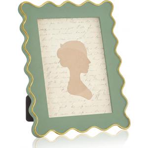 AceOrbit 5x7 Inch Sage Green Scalloped Picture Frame Cute Wavy Edge Wooden Wave Scallop Photo Frame for Desktop Display Home Decor Family Friends Wedding Graduation Gifts
