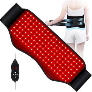 KingPavonini Red Light Therapy Belt, 140 LEDs 630/660/850nm Infrared Light Therapy with Compression Strap, Red Light Therapy for Body, Back, Shoulder & Waist Comfort and Relief (Black)