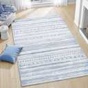 3x5 Area Rug Machine Washable Non Slip Rug Distressed Neutral Moroccan Boho Rug Ultra Soft Indoor Rugs for Bedroom Living Room Entryway Kitchen Foyer Bedside, Blue