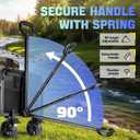 Collapsible Wagon Cart Foldable with Breakes - 360 LBS Heavy Duty Folding Grocery Cart with All Terrain Wheels & Brakes, for Shopping, Beach, Camping, Sports, Garden & Fishing