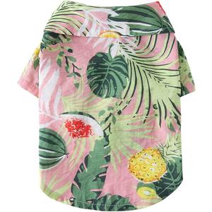 Tangpan Summer Pet Daisy Hawaiian Beach Plaid Print Shirts Clothes for Dog S07 Pink XL