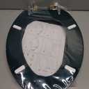 Angol Shiold Wood Toilet Seat, Zinc Alloy Hinges (Elongated, Dark Green)
