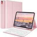 kenke Keyboard Case for iPad (A16) 11 Inch 2025 / 10th Generation 2022 10.9 Inch, Stand Folio Smart Cover with Magnetically Detachable Wireless Keyboard for iPad 11th/10th Gen, Light Pink