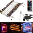 BEAMNOVA 50Ft Commercial RGB Storefront Light Kit for Business with Remote Control, 12v Power Supply Transformer, 100Pcs 3-LED Outdoor Adhesive Waterproof Strip Lights