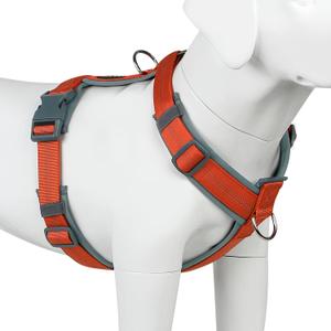 Plutus Pet No Pull Dog Harness, Adjustable Nylon Harness with Soft Padding, Reflective and Heavy Duty Dog Harness for Small, Medium, Large Dogs (Orange, Size M)