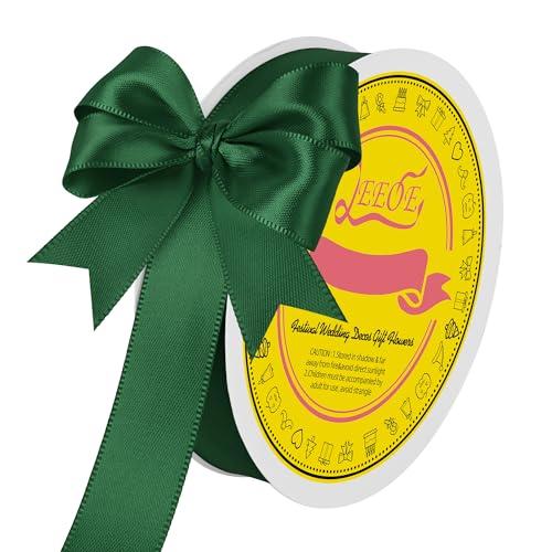LEEQE Double Face Forest Green Satin Ribbon 7/8 Inch x Continuous 30 Yards Polyester Ribbon for Wedding Gift Wrapping Party Hair Bow Invitation Decorations