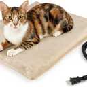 NICREW Pet Heating Pad for Dogs and Cats, Heated Cat Bed with Steel-Wrapped Cord and Soft Fleece Cover, 17.7 x 15.7 Inches, 30 Watts (Khaki)