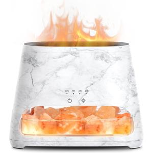SALKING 2-in-1 Ultrasonic Essential Oil Diffuser & Himalayan Salt Lamp, Aromatherapy Diffuser Cool Mist Humidifier with 3 Brightness, Salt Therapy Lamp, 100% Pure Himalayan Salt Rock, 150ml (Marble)