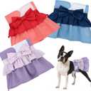 Pet Soft Female Dog Diapers - 3 Pack Washable Dress-Style Dog Diapers Female for Girl Dogs in Heat - Reusable Doggy Period Panties Puppy Diapers (Classic, S) (Small:10''-14'')