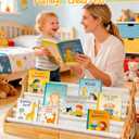 Yigney Toddler Book Shelf for Kids Rooms - Nursery Book Shelves Kids Book Shelf Sided with 4 Tier Deep Sleeves for Baby Room Small Children Classroom Books Rack Storage