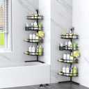 Aitatty Corner Shower Caddy Standing: 4-tier Rustproof Shower Organizer Shelf - Floor Shower Corner Shelf Rack Stand for Bathroom Black