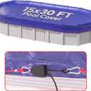 15x30 FT Oval Winter Pool Cover, Steel Cable and Pulley, Above Ground Pools