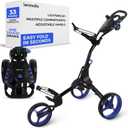 SereneLife Golf Push Pull Cart Lightweight, Foldable, Bag Holder with Adjustable Handle, Compact Folding Golf Trolley for Travel