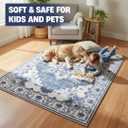 Muddy Mat Navybell 5ft x 7ft Washable Area Rugs for Living Room, Bedroom & Dining Room Modern Soft Low Pile Non Slip Carpet Pet Friendly Waterproof Foldable Rugs for Home