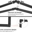 Black Bay Window Curtain Rods with Aluminum End Cap Finials and Brackets,Adjustable 32-86 Inch Center Rod for windows (20-82), 32-58 Inch Side Rods for windows (20-54),1 Inch Diameter