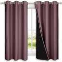 NICETOWN 100% Blackout Short Curtains with Black Liners, 2 Panels, 37" W by 40" L, Dry Rose, Solid Thermal Insulated Full Blackout 2-Layer Lined Drapes, Energy Efficiency Window Draperies for Bedroom