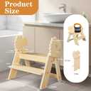 Wooden Toddler Step Stool, 2-Step Foldable Stool for Kids with Non-Slip Surface, Baby Bathroom Stool for Potty Training, Bathroom Sink, Kitchen Counter with Cute Dinosaur Design, Natural