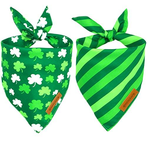 Realeaf St. Patrick's Day Dog Bandanas 2 Pack, Triangle Reversible Pet Scarf for Boys and Girls, Premium Durable Fabric, Holiday Bandana for Large and Extra Large Dogs (X-Large)