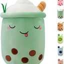 MDXMY Plush Stuffed Bubble Tea Plush Pillow Soft Cute Pearl Milk Tea Hug Toy(Green Cream, 19.6 inches)