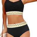 Girls Bathing Suits Size 8,10 Criss Cross Bikini Set High Waisted Woven Color Block Girls 2 Piece Swimsuit with Paddings Bathing Suit for Kids Swimsuits