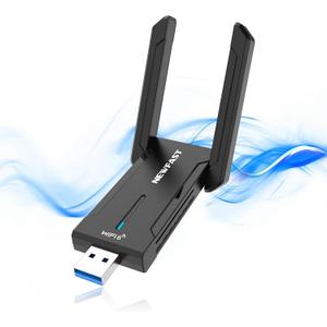 NEWFAST AXE5400 USB WiFi Adapter for Desktop PC NF-U353, Tri-Band Wireless Network Adapter for Laptop, USB 3.0 WiFi Adapter for PC,New 6GHz Band,MU-MIMO,OFDMA,WPA3,WiFi 6E Dongle for Windows 11/10 (black)