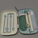 Momcozy Bottle Brush Set - Baby Bottle Cleaner Kit with Silicone Brush, Nipple Brush, Straw Brush, Soap Dispenser, Drying Rack - 7 in 1 Bottle Cleaning Tool for Home and Travel, Green (Classic Style)