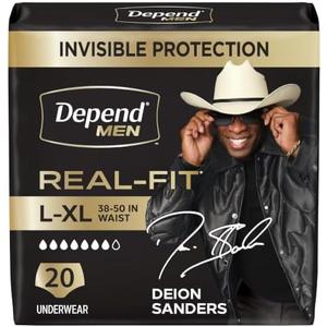 Depend Real Fit Incontinence Underwear for Men, L/XL, 26 Count | Grey, Disposable, Adult Diapers for Men, Invisible Protection