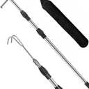 6.5Ft Truck Bed Cargo Retriever, Heavy Duty Pickup Cargo Grabber Reach Pole with Storage Bag, Telescoping Truck Bed Grabber Pole with 2-Style Hooks, Black