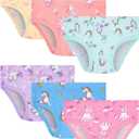 100% Cotton Girls Underwear Tagless Comfort Toddler Panties (6-Pack) (3T, Blue-unicorn-a23)