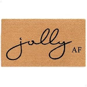 THEODORE MAGNUS Christmas Door Mat - Welcome Mat for Front Door with Non-Slip Backing - Durable Doormat - Perfect for Outside Entrance Matt - Outdoor/ Indoor - Jolly AF - 17" x 30"