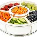 Divided Serving Tray with Lid and Handle,Rotation serving tray with lid,travel Snackle Box Charcuterie Container Portable Storage Organizer for Candy Divided Serving, 12.95 x 3.9 inches