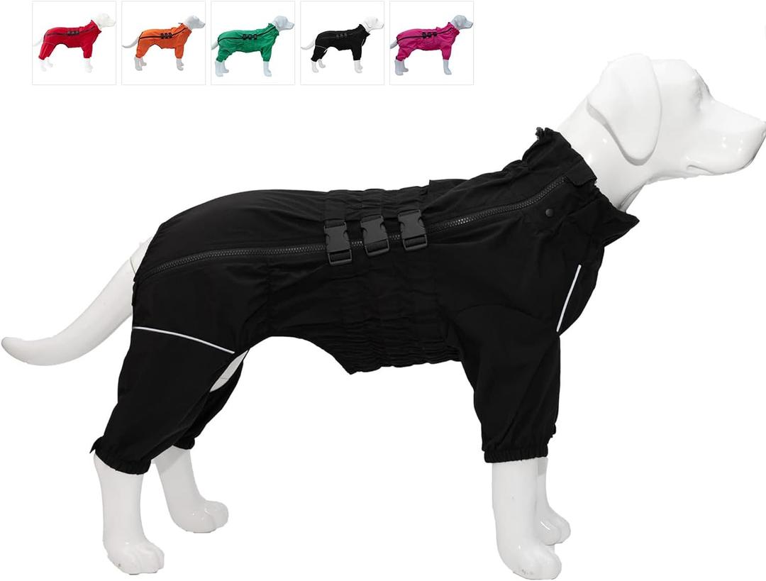 Dogs Waterproof Jacket, Lightweight Waterproof Jacket Reflective Safety Dog Raincoat Windproof Snow-Proof Dog Vest for Medium Dogs Black M (M (Back 12"), Black)