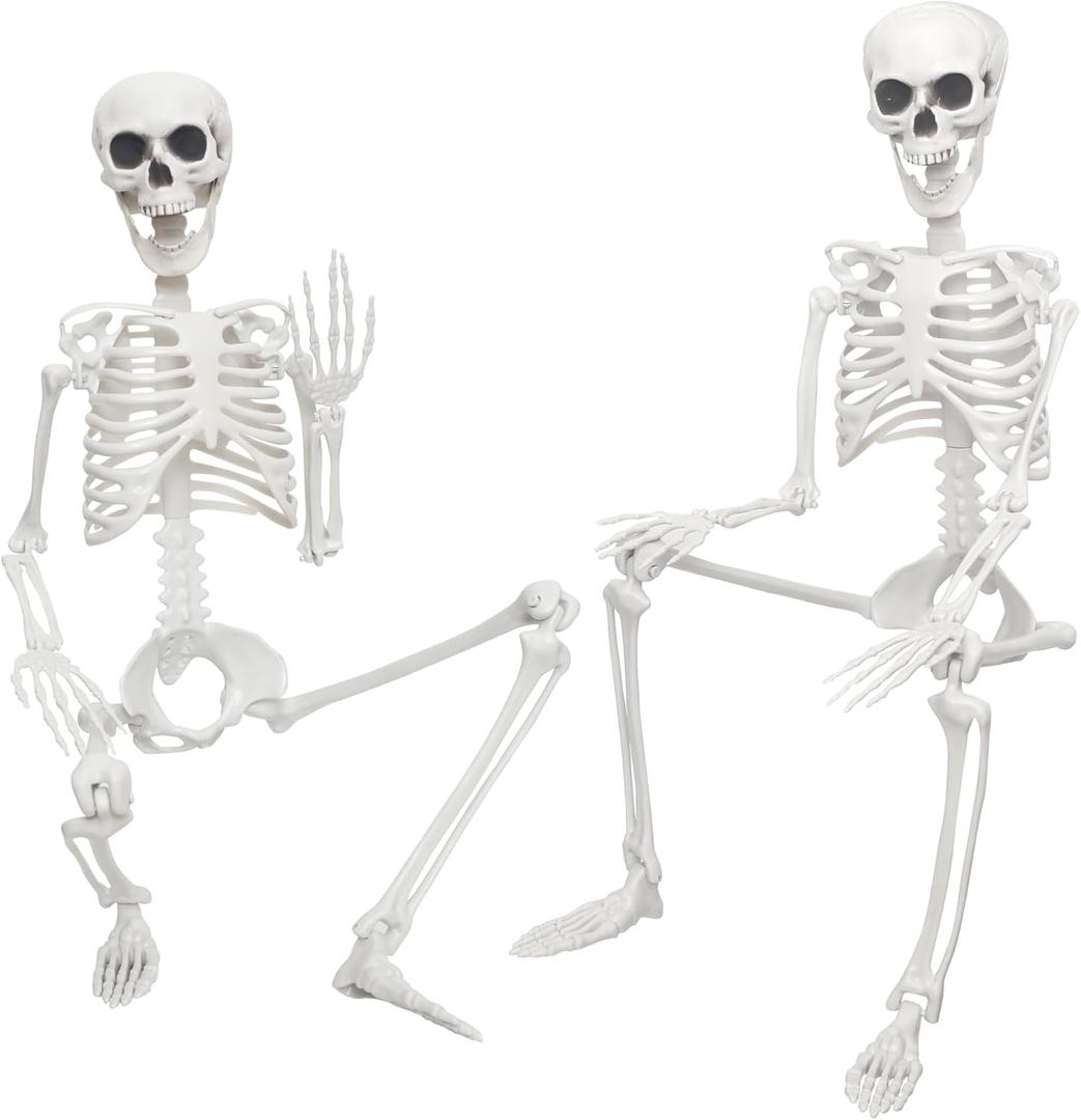 2Pack Skeleton Halloween Decor,3Ft Life Size Skeleton Full Body Plastic Human Bones for Halloween Decoration (2, Grey) (Gray)