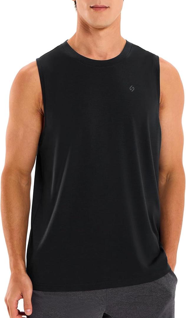 HODOSPORTS Tank Tops Men Workout Sleeveless Muscle Shirt Gym Tank Tops for Men Athletic Running Beach Loose Fit Tees Black, XXL