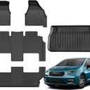 Floor Mats & Cargo Liner Custom for Chrysler Pacifica 2017-2024 2025 Hybrid 7-Seater Touring (Not for Pinnacle) All Weather TPE Rubber Trunk Mat Automotive Floor Liners for Pacifica 2025 Accessories