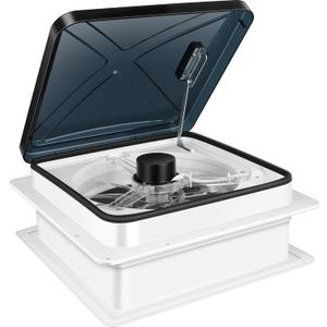 RV Roof Vent Fan — Powerful 1100 CFM Exhaust Fan, 6-Speed Brushless 12V Motor, 14×14" Black Lid RV Vent with Reversible Airflow for Smoke, Odor & Heat Removal (Black Lid)