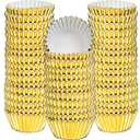 Sumind 400 Pieces Mini Cupcake Liners, Foil Baking Cups, Colored Metallic Cupcake Liner for Holiday Baking Muffin and Cupcakes (Gold)