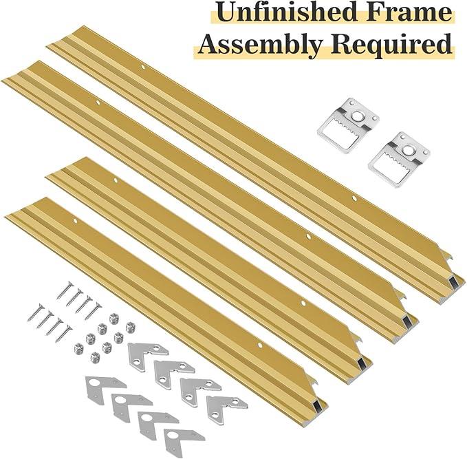 Floater Frame for 20x24 Canvas Paintings with 0.6-0.8" Deep, DIY Metal Canvas Floater Frames for Abstract Art Prints Family Wedding Portraits,Rustic Farmhouse Room Decor, No Glass & Back (Gold)