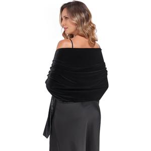 Velvet Shawl and Wraps for Evening Dresses | Shawl and Wraps for Women Warm Wedding Elegant Soft Long Scarve Bridal Dress Cover Up Formal Accessories