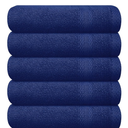 Premium Wash Cloths Set, 12 by 12 Inches, 100% Cotton Ring Spun, Highly Absorbent and Soft Feel Essential Washcloths for Bathroom, Spa, Gym, and Face, Navy Blue (Pack of 5)
