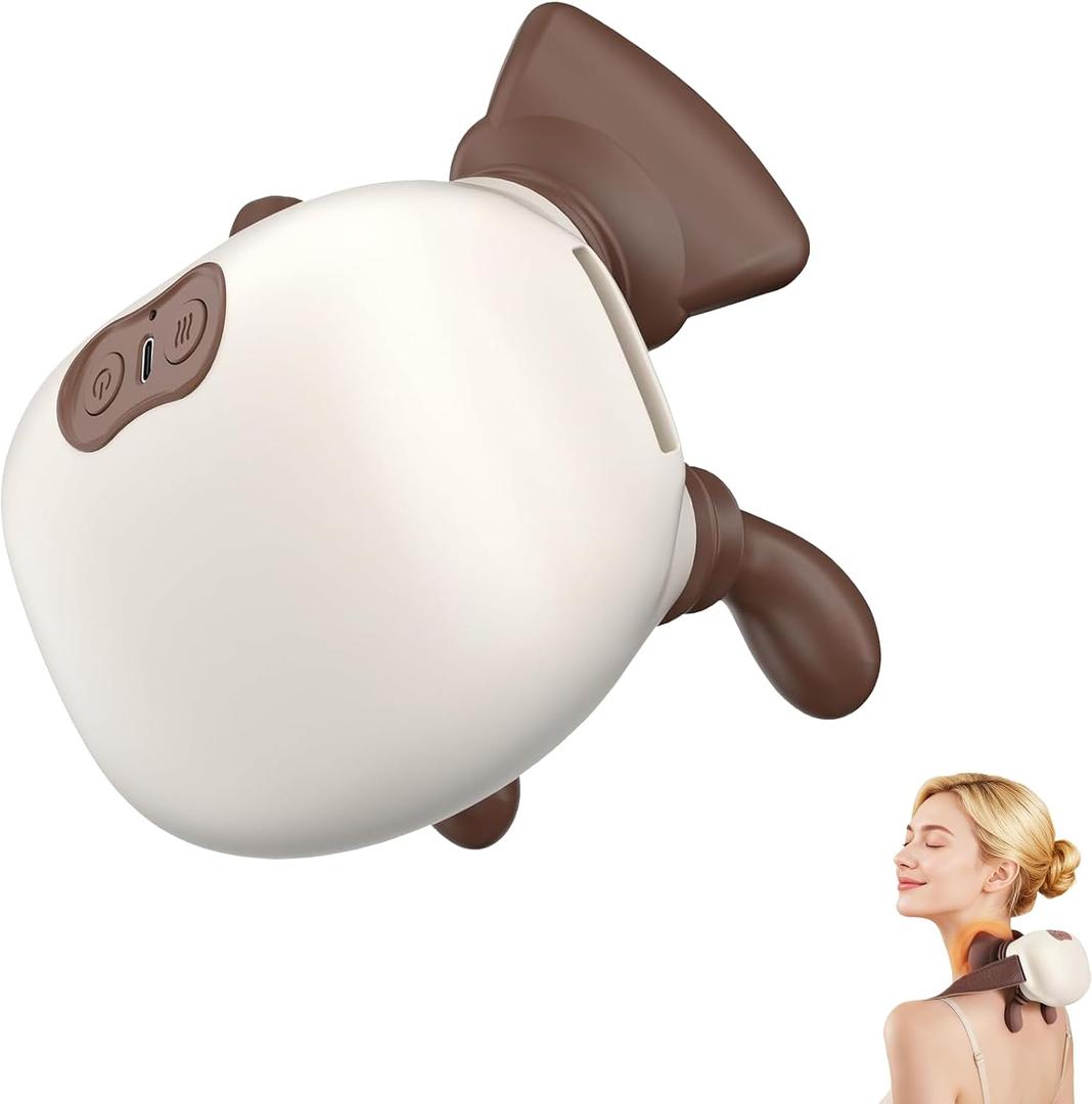 TREEFIA Shoulder and Neck Massager with Heat Heated Massager, Neck Massager with Fingers, Shoulder Massager with Hands, Simulates a Real Palm Massage for Comfort, Relax Muscle Tension (White)