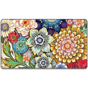 Rnivvi Front Door Mat, 30"x17" Cute Flower Theme Indoor Outdoor Welcome Mat, Heavy Duty Low Profile Anti-Slip Entryway Rug for Home Entrance, Floor, Patio Entry, Mud Room, Mandala Floral