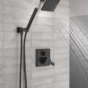 Delta Modern Square Shower System Faucet Set, Matte Black 6.5-inch Shower Head and Handle Set, Valve Trim Kit, Matte Black T342703-BL (Valve Not Included)