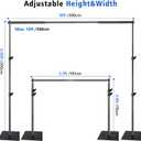 HYJ-INC Pipe and Drape Photography Backdrop Stand Kit Adjustable Photo Background Stand 10ft x 6.5ft with Metal Base for Parties Weddings Birthday Party Events Photo Booth