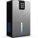 Dehumidifier for Home, 98OZ Tank Water,(1000 sq.ft) Dehumidifier for Bathroom,Badroom,Basement,with Auto Shut Off, 7 Color LED,Gray